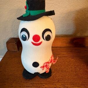 Vintage  Fun world 5.5 inch Christmas Snowman and Santa Claus cloth google eyes